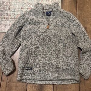 Simply Southern women’s  Gray Zip-Up Sherpa Sweater